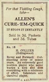 1933 Allen's League Footballers #16 Harry Collier Back